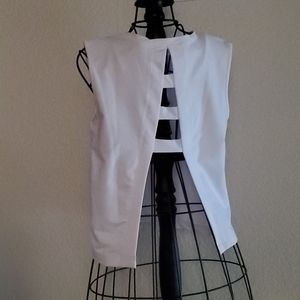 Cut the Frills White Ladder Back Sleeveless Top OS